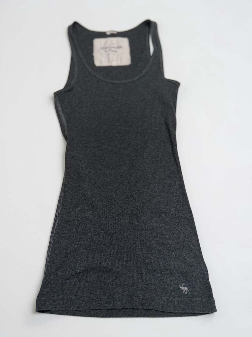 Abercrombie & Fitch Grey Ribbed Moose Logo Tank Top Size M